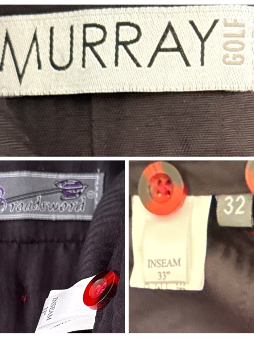 Murray Golf Vintage Broadsword Red Royal Stewart Tartan Plaid Golf Pants Size 32 - Picture 3 of 16